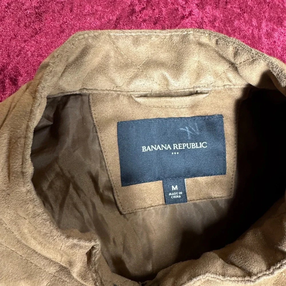 Banana‎ Republic Quilted Jacket Mens Medium Beige Lightweight Long Sleeve Zip-Up